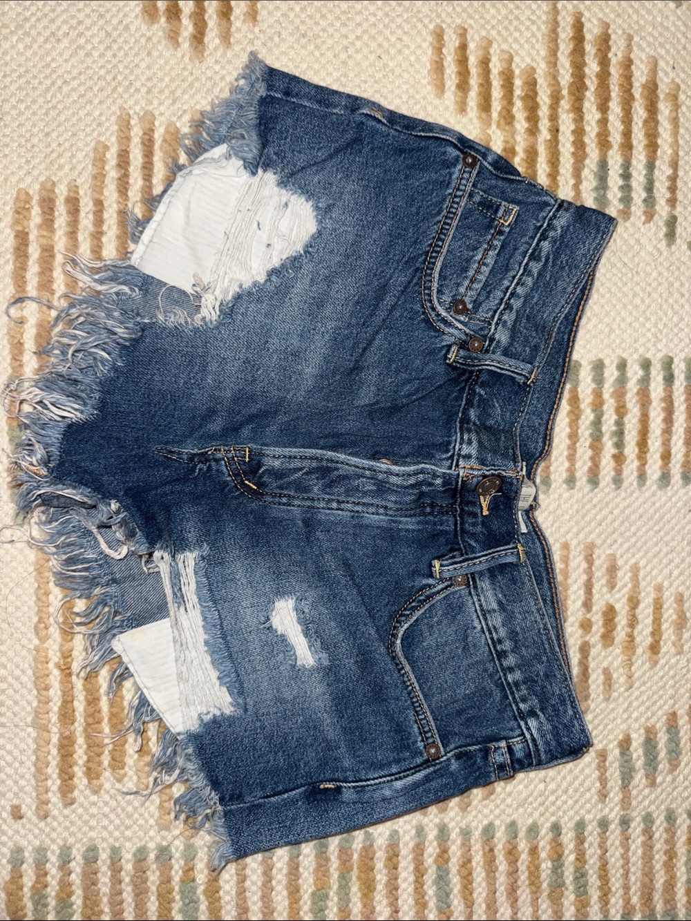 We The Free Distressed Dark Blue Denim Jean Shorts